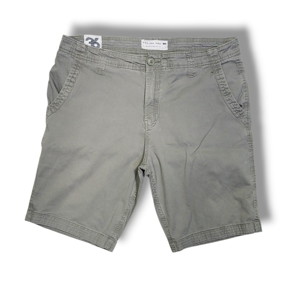 Projek Raw Casual‎ Chino Cotton Blend Straight Fit Gray Shorts Men's 36